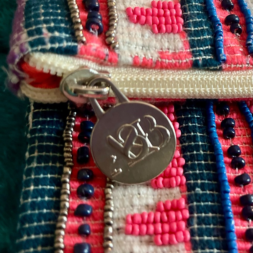 America & Beyond Beaded Patterned Crossbody Clutch/ Bag in Pink and Purple